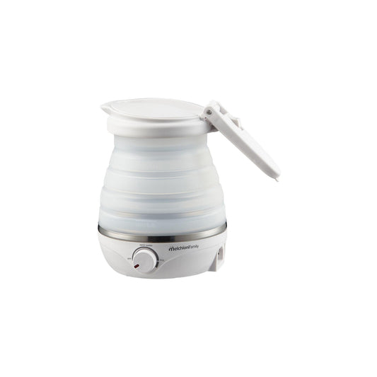 Melchioni Mrs KETTLE - Compact, foldable travel kettle, 0.6L capacity, dual voltage 220-240V/100-120V, 800W, perfect for travel.