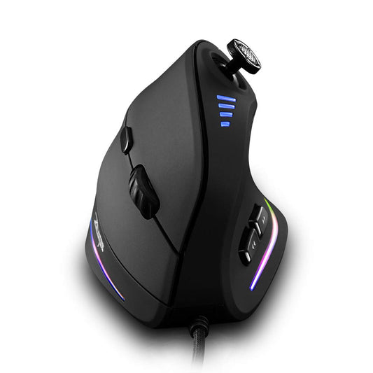 Zelotes vertikālā spēļu pele - 10000 DPI, 11 programmējamas pogas, ergonomiska, optiskā, USB, Pro PC, Mac