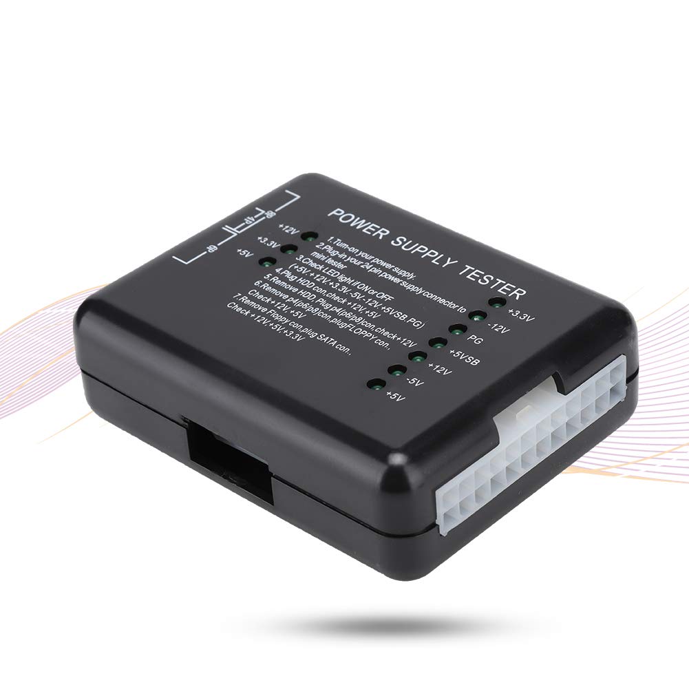 Kafuty LED barošanas bloka testeris - 4/6/8/20/24-polu ATX/SATA testeris ar kontrolgaismu, melns