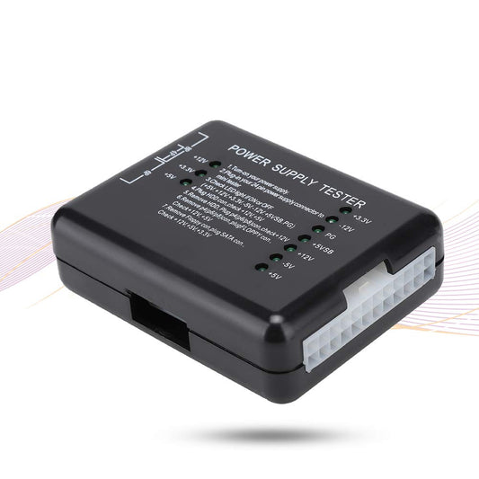 Kafuty LED barošanas bloka testeris - 4/6/8/20/24-polu ATX/SATA testeris ar kontrolgaismu, melns