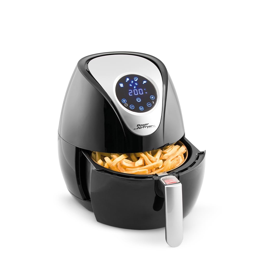 PowerXL Air Fryer 2.3L - 6-in-1 kitchen appliance, automatic programs, touch display, non-stick, dishwasher safe, up to 200°C.