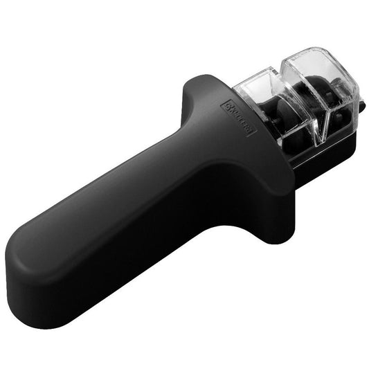 Kyocera keramikas nazis asinātājs, manuāls asinātājs ar keramikas slīpēšanas disku tērauda asmeņiem, melns, garums: 25 cm, efektīva un vienkārša slīpēšana, profesionāls nazis asinātājs