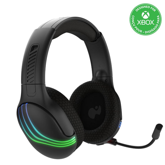 Bezvadu spēļu austiņas PDP Xbox Afterglow Wave Black ar RGB apgaismojumu