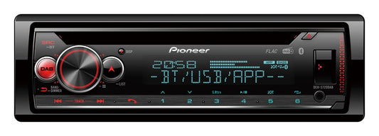 Pioneer DEH-S720DAB, 2-DIN autoradio, CD tuneris ar FM un DAB+, Bluetooth, MP3, USB un AUX ieeju, RGB apgaismojums, brīvroku ierīce, Smart Sync lietotne, 13 joslu ekvalaizers