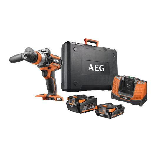AEG 18 V PRO18V bezsuku akumulatora triecienurbjmašīna BSB18CBL-X02C - 2 ātrumu, 75 Nm griezes moments, 13 mm urbjpatrona, 4,0Ah un 2,0Ah akumulators.