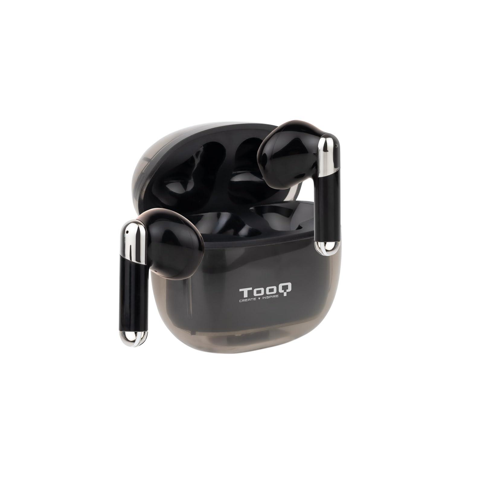 TOOQ TQBWH-0054B – Onyx bezvadu Bluetooth austiņas ar mikrofonu, uzlādes futrāli, melnas, saderīgas ar iPhone/iOS/Android
