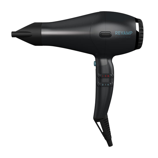 REVAMP Featherlite Ultra X Shine Ionic matu žāvētājs – profesionāls matu žāvētājs, augstas veiktspējas AC motors, jaudīgs gaisa plūsma, ātra žāvēšana, viegls svars, aukstā gaisa režīms, 2 uzgaļi