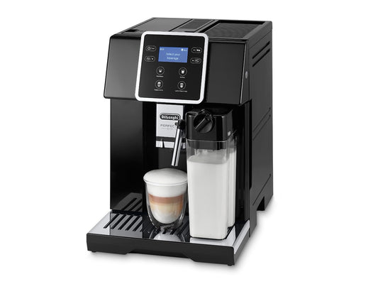 De’Longhi Perfecta Evo ESAM420.40.B - automātiska kafijas automāts ar LatteCrema, LCD displeju, kapučīno un espresso funkcijām.