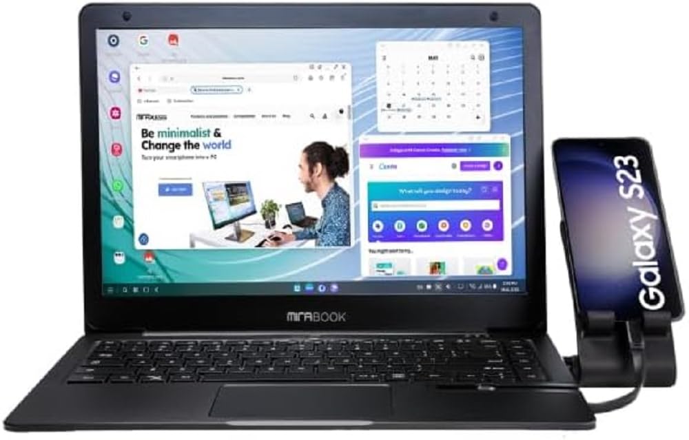MIRAXESS MIRABOOK AZERTY - Midnight Black, Full HD 1920 x 1080, portable laptop display, sleek design, lightweight.