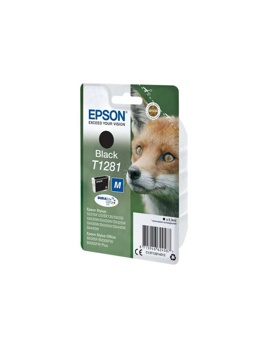 Epson T1281 Black Ink Cartridge - Compatible with SX125, SX420W, BX305F, BX305FW, SX130, SX440W, SX235W printers.