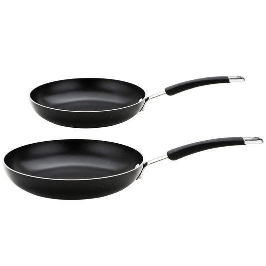 Meyer pannas komplekts indukcijai - 20cm un 28cm nelīpošas pannas ar nerūsējošā tērauda rokturi, trauku mazgājamai mašīnai.