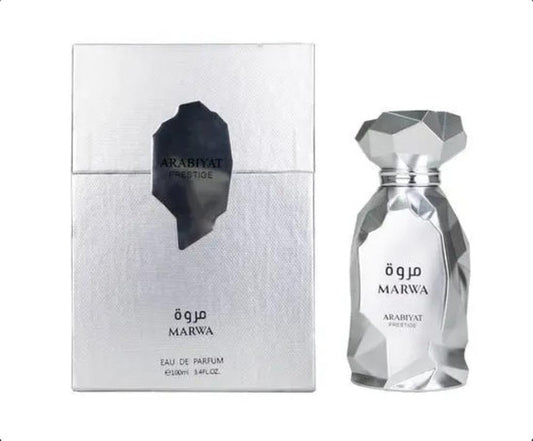 Vīriešu parfīms Arabiyat Prestige Marwa Eau de Parfum, 100 ml, sudraba krāsā, bez ārējā iepakojuma