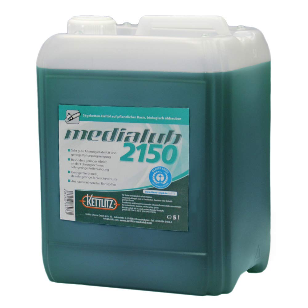 Bioloģiska zāģa ķēdes eļļa KETTLITZ-Medialub 2150 5 Liter, “Blauer Engel”, bioloģiski noārdāma