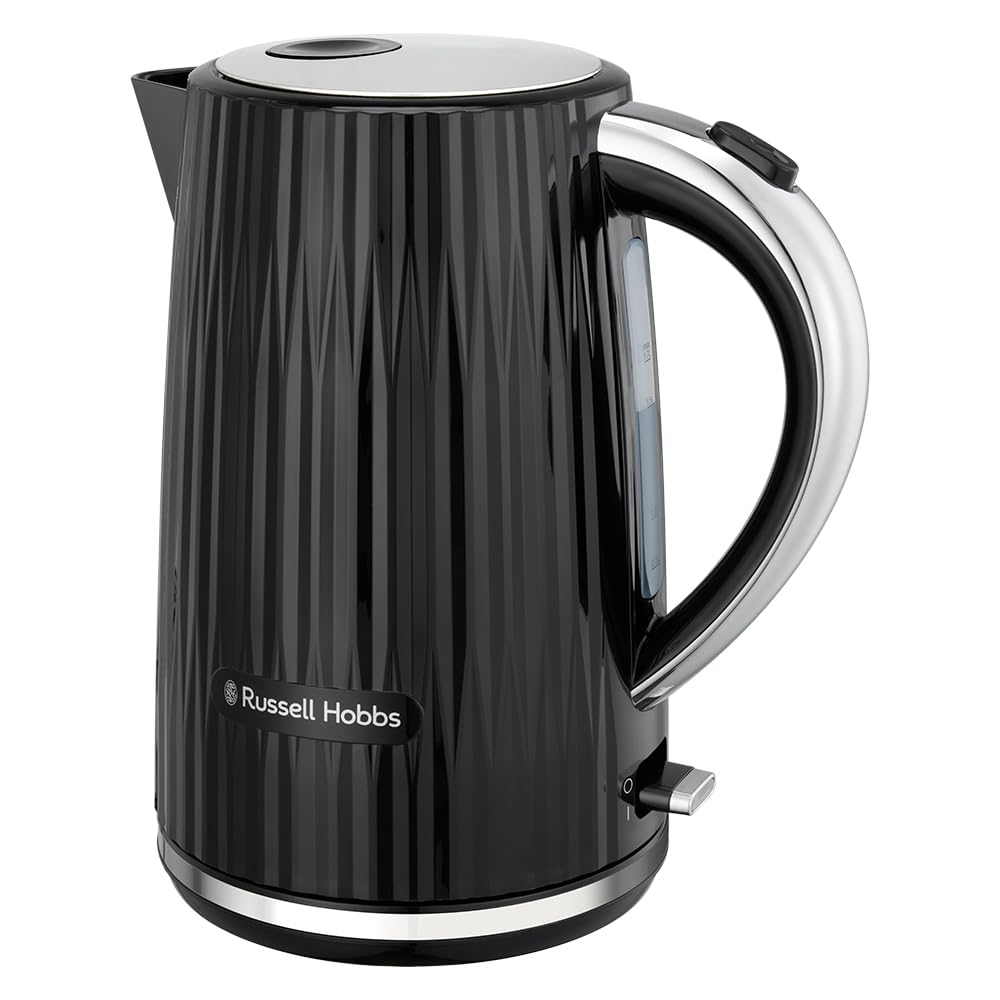 Russell Hobbs tējkanna - 1,7L, 2400W, nerūsējošā tērauda akcenti, izņemams kaļķa filtrs, ūdens līmeņa indikators, bez BPA