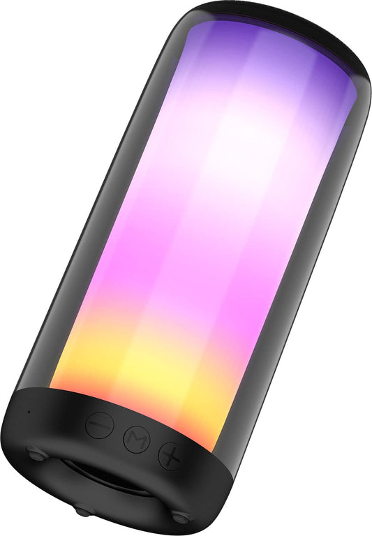 Majestātiskais Orion Bluetooth skaļrunis, uzlādējama akumulators, 360 ° LED gaismas, USB/MicroSD/AUX-IN, iebūvēts mikrofons brīvroku režīmam, melns