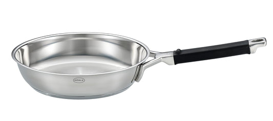 RÖSLE SILENCE PRO cepamā panna Ø 24 cm - augstas kvalitātes nerūsējošais tērauds, ideāla steiku apcepšanai, sudraba/melna.