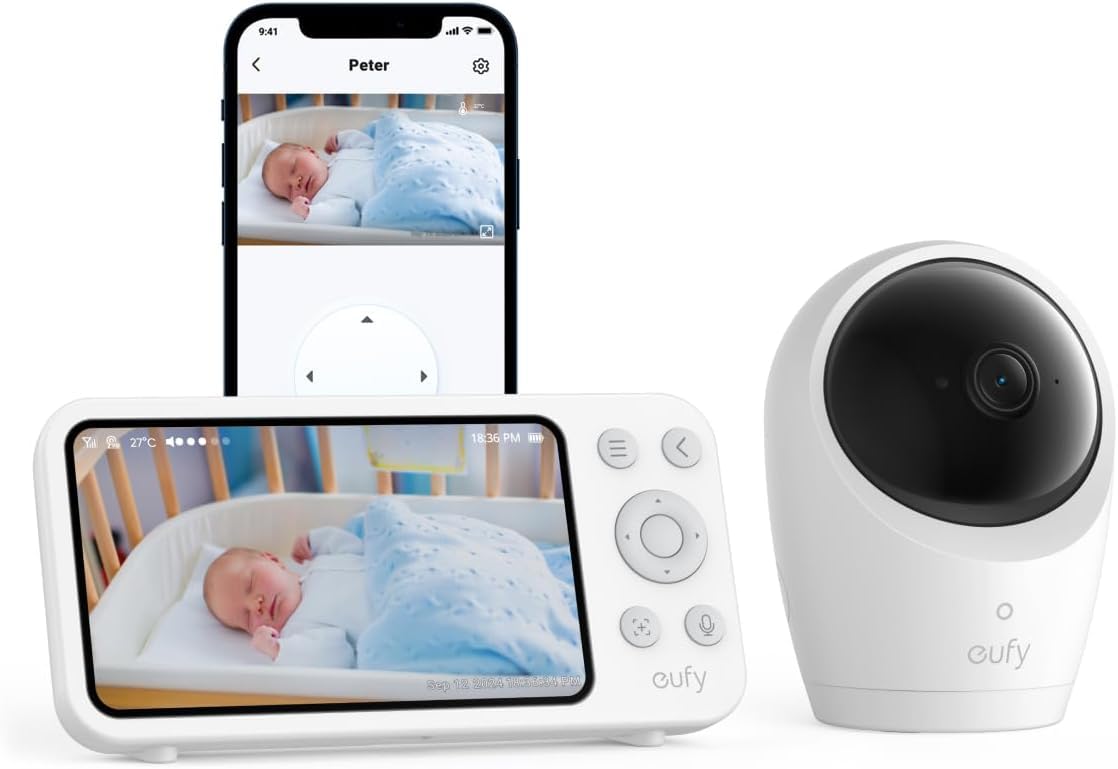 eufy Babyphone ar kameru E20, āra novērošanas kamera, 2K HD, 4× tālummaiņa