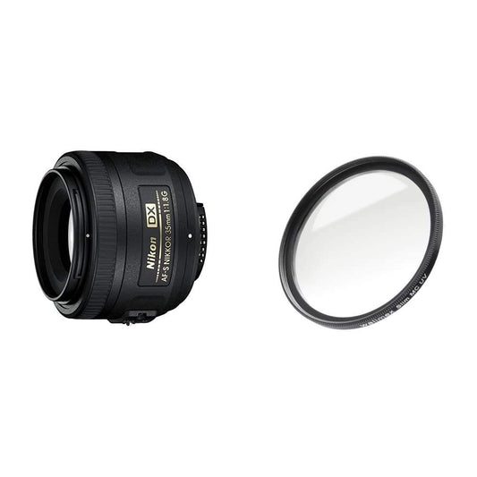 Nikon AF-S DX Nikkor 35mm 1:1,8G objektīvs (52mm filtra vītne) & Walimex Pro UV filtrs Slim MC 52 mm (iekļauta aizsargkaste)