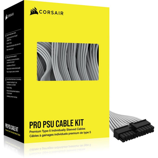 Corsair Premium 5th Gen PSU Cables - Pro Set, White, durable design, optimized for performance and aesthetics.