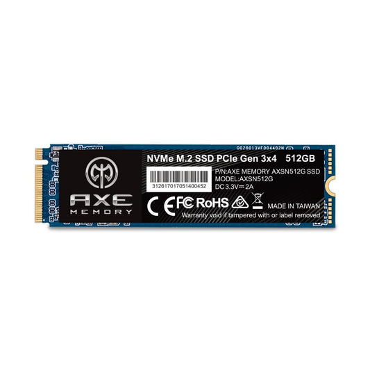 AXE MEMORY 512 GB NVMe M.2 2280 SSD - High-speed PCIe Gen 3x4 internal solid-state drive for enhanced performance.