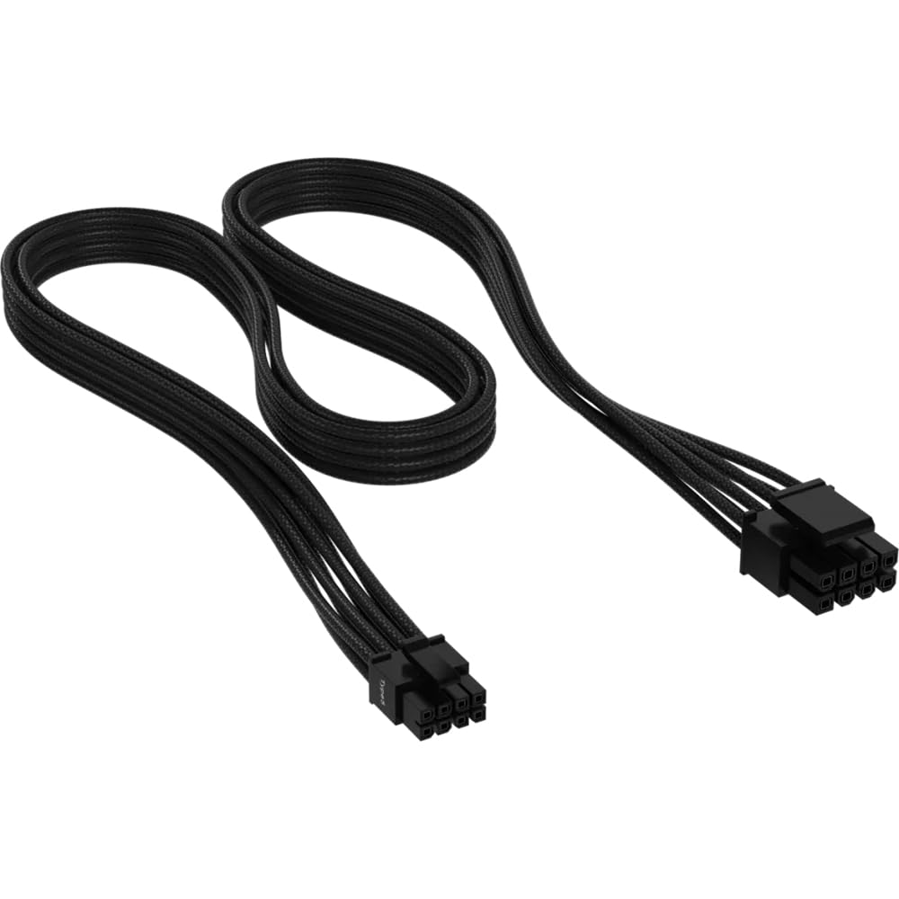 Corsair Premium EPS12V PSU kabelis - 5. tipa, melns, augstas kvalitātes, elastīgs un izturīgs.