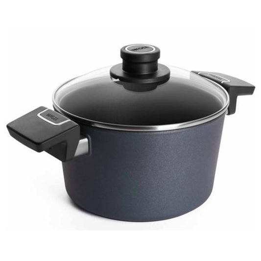 Woll Diamond Lite indukcijas katls, alumīnija liešanas katls ar 2 cietām sānu rokturiem, ieskaitot stikla vāku, izmēri: diametrs: 20 cm, augstums: 11,5 cm, tilpums: 3,2 l, NB-DPI-120-L