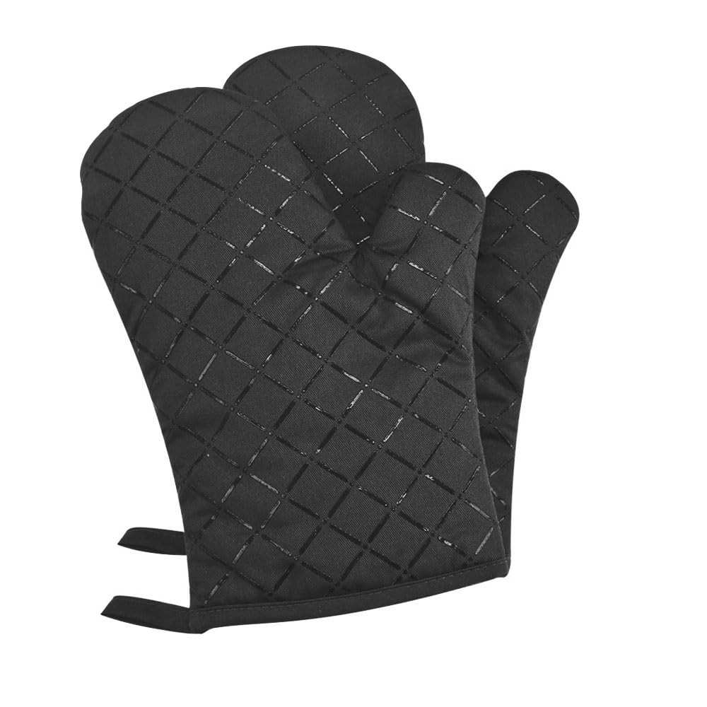 Krāsns cimdi Premium pret slīdēšanu, 1 pāris, līdz 240 °C, silikona ļoti karstumizturīgi grila cimdi, cepeškrāsns cimdi ēdiena gatavošanai, cepšanai, bārbekjū izolācijai, melni