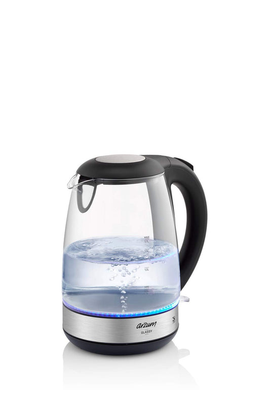 Arzum AR3071 stikla tējkanna - 2200W jauda, 1,7 litru ietilpība, elegants stikla dizains