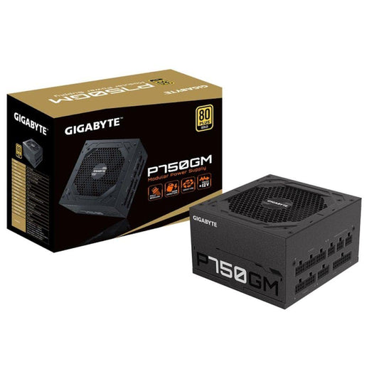 Gigabyte P750GM 750W Power Supply - Black, universal size, high efficiency, modular design, ideal for gaming PCs.