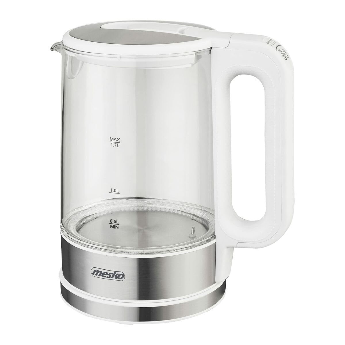 ADLER Mesko tējkanna 1,7 l - temperatūras regulēšana, LCD displejs, balta, moderns dizains.