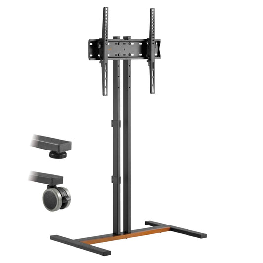 Mans Wall Mobiler TV statīvs - HP121L, TV statīvs ar ritenīšiem, 34-55 collas, TV statīvs ar regulējamu augstumu, noliecams, televizora statīvs ar ritenīšiem, melns/riekstkoks, TV statīvs