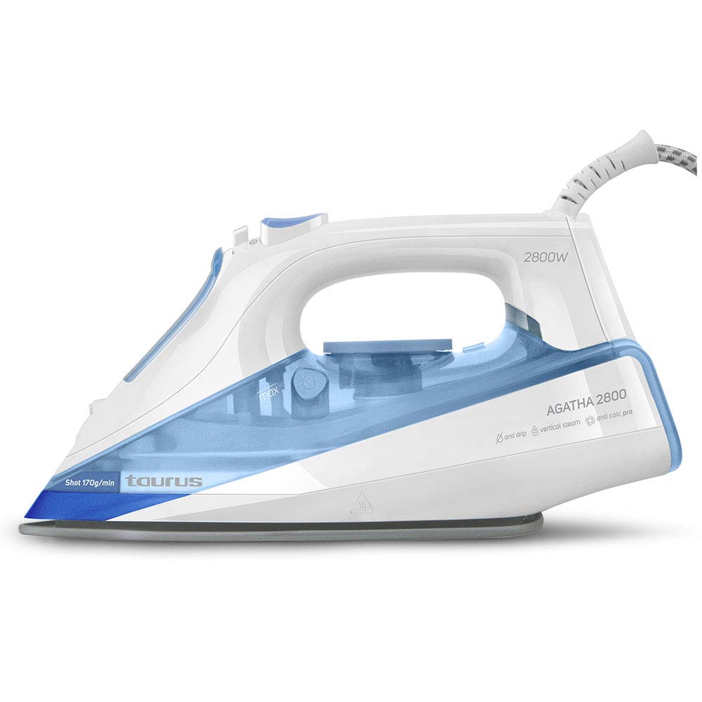 Taurus Agatha 2800 Steam Iron - Anti-calc, self-cleaning, ceramic soleplate, 170 g/min steam boost, white/blue design