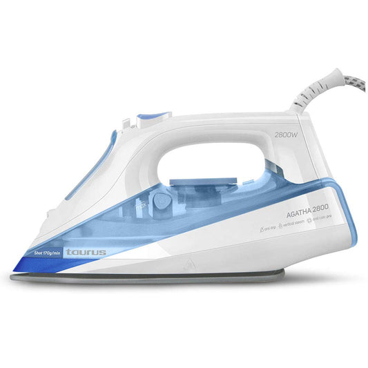 Taurus Agatha 2800 Steam Iron - Anti-calc, self-cleaning, ceramic soleplate, 170 g/min steam boost, white/blue design