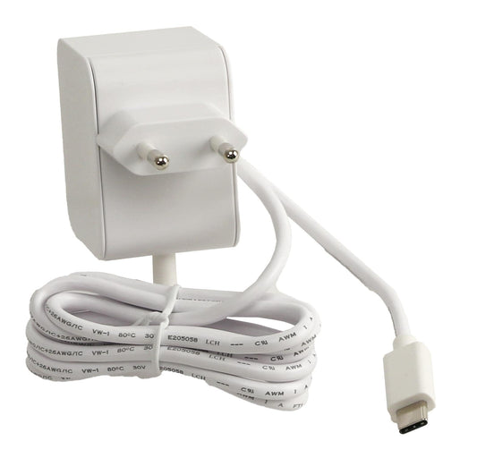 Raspberry Pi 5 USB-C Power Supply - 27W, white, efficient USB-C power source for Raspberry Pi devices