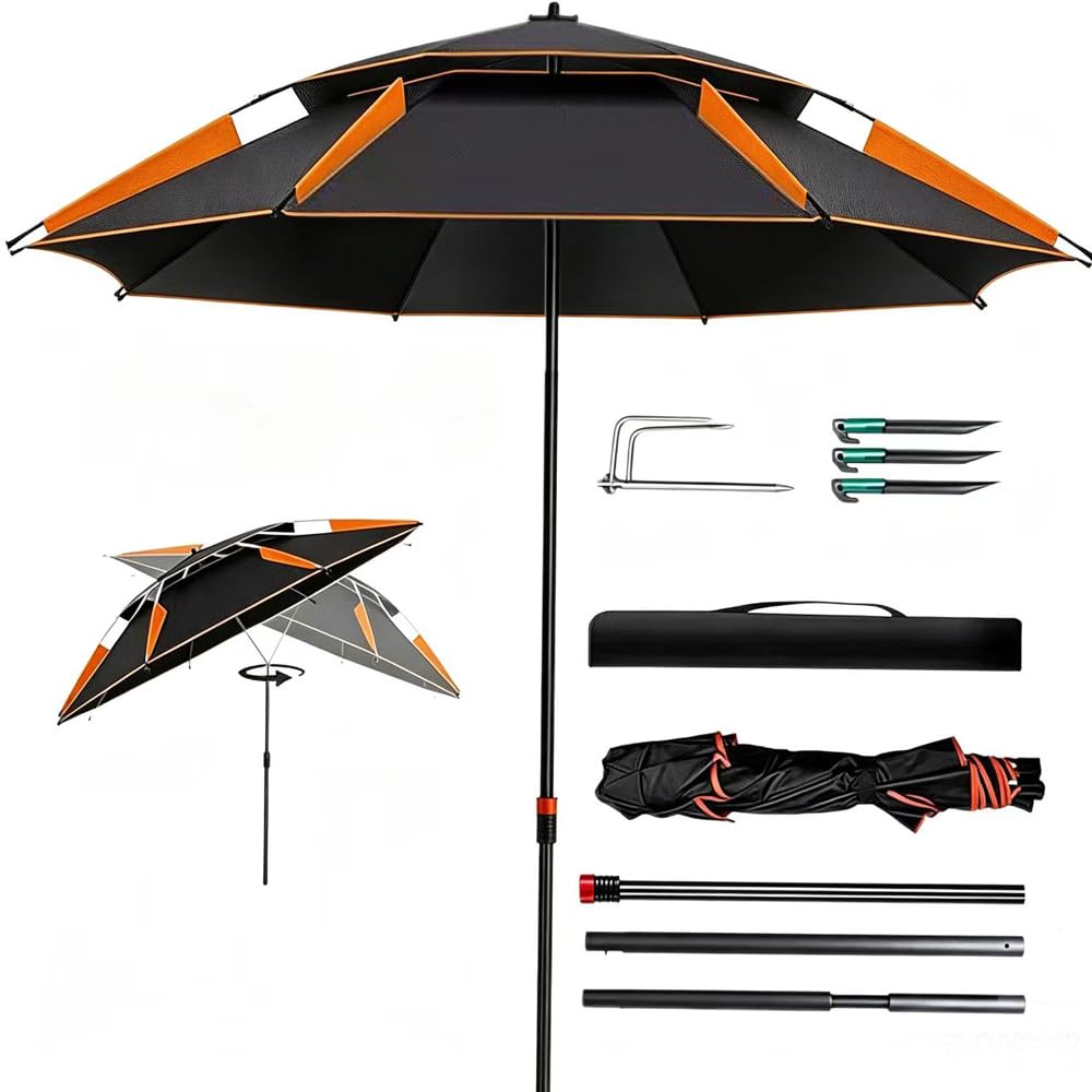 PASLFC pludmales saulessargs vējam izturīgs, stabils, 360° brīvi grozāms, parasols, pludmales lietussargs, UV aizsardzība, siltumizolācija, elpojošs, piemērots balkonam, dārzam, pludmalei un āra aktivitātēm