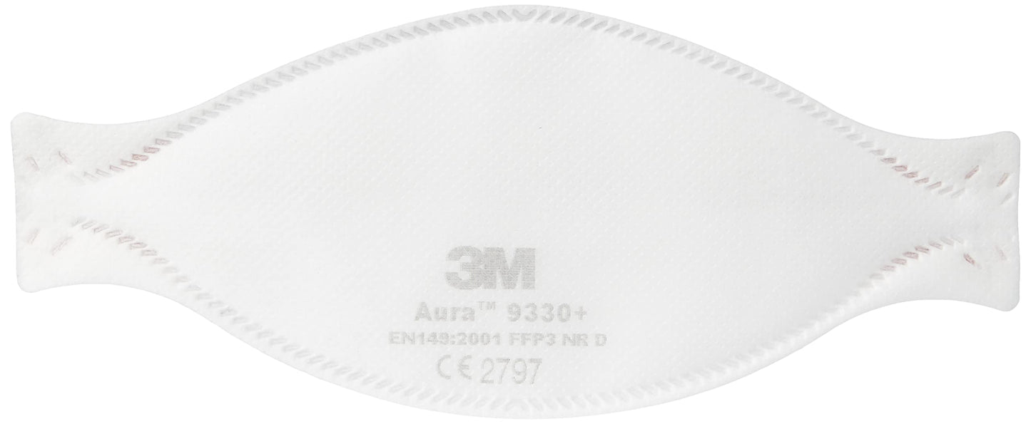 Respiratora maskas 3M 9330+ 8000 Series bez apkopes, kausveida putekļu un miglas maskas, 20 gab.