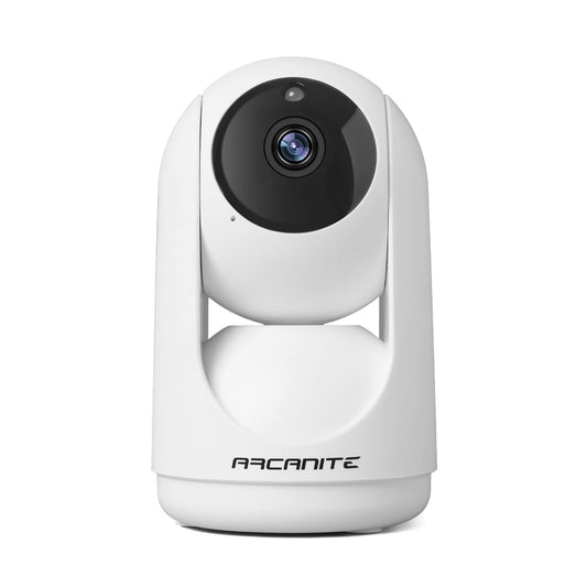 ARCANITE 1080P bezvadu mājas drošības WiFi IP kamera bērnu un mājdzīvnieku uzraudzībai, mobilā lietotne attālinātai vadībai, nakts redzamība, audio, MicroSD kartes slots, balta