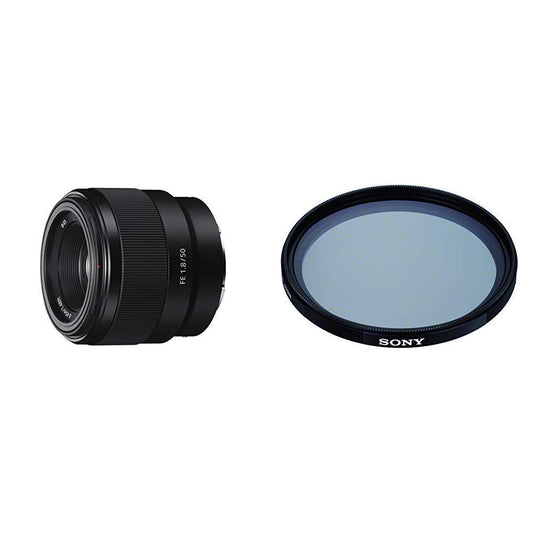 20. Sony SEL-50F18F standarta objektīvs (fiksētā fokusa attālums, 50 mm, F1.8) melna + VF-49CPAM2 vairākkārt pārklāts aizsargfilters, polārais filtrs 49mm + Sony VF-49MPAM Carl Zeiss T MC aizsargfilters 49 mm melns