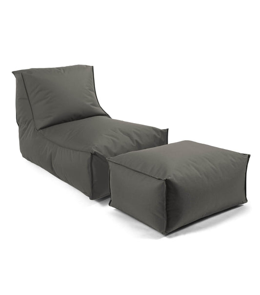 Sēžammaiss mokebo ar pufu bērniem un pieaugušajiem 'Der Sundowner', bean bag ar pildījumu vai grīdas spilvens lietošanai iekštelpās un ārā, arī kā atpūtas spilvens, guļus krēsls vai guļamvieta, antracīta krāsā
