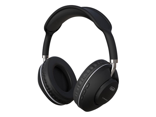 Trevi DJ 12E42 BT - Bluetooth headphones with MP3 player, built-in mic, AUX input, rechargeable battery, black.