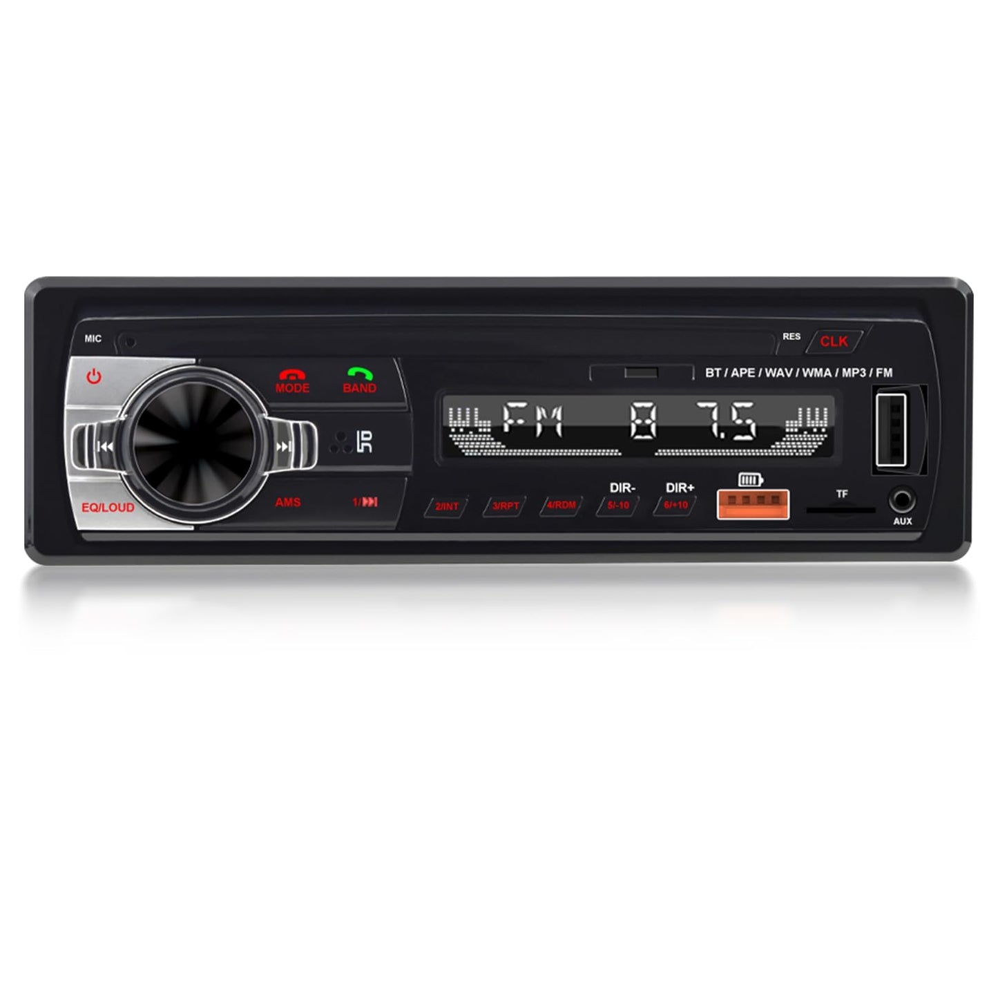 Bluetooth stereo automagnetola NHOPEEW, 1-DIN, dubults USB, FM, TF, EQ, AUX, MP3 atskaņotājs ar Bluetooth brīvroku sistēmu un 7 krāsu apgaismojumu