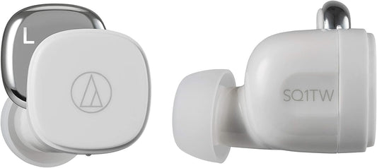 Audio-Technica SQ1TW bezvadu austiņas - balta krāsa, augstas kvalitātes skaņa, ergonomisks dizains.