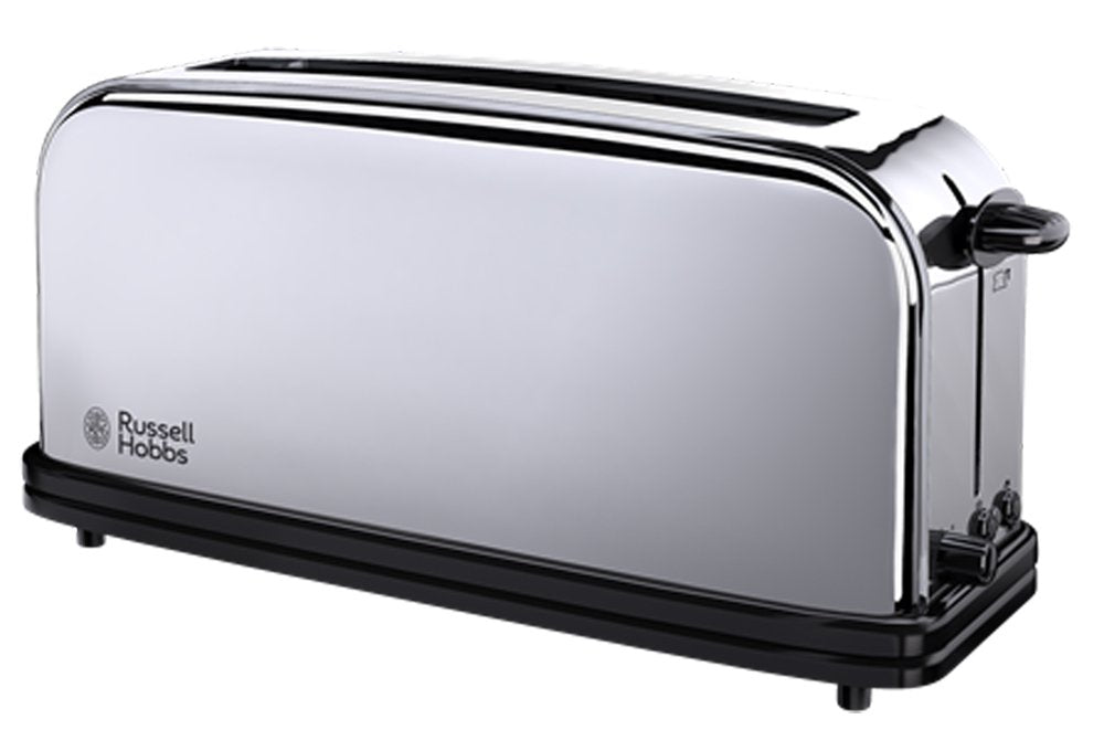 Russell Hobbs tosteris [garais slots 2 šķēlēm / 1 platai maizes šķēlei] Victory nerūsējošais tērauds (papildu plats tosta slots, ieskaitot maizīšu uzgali, 6 brūnināšanas līmeņi + atkausēšanas un sildīšanas funkcija) 23510-56