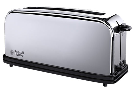 Russell Hobbs tosteris [garais slots 2 šķēlēm / 1 platai maizes šķēlei] Victory nerūsējošais tērauds (papildu plats tosta slots, ieskaitot maizīšu uzgali, 6 brūnināšanas līmeņi + atkausēšanas un sildīšanas funkcija) 23510-56