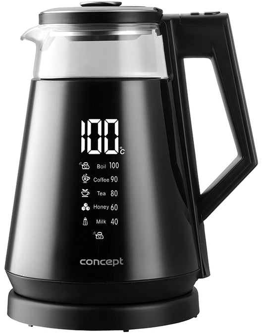 CONCEPT RK4170 Glass Kettle - 1.7L, 1700W, anti-scale filter, glass body, temperature control, Strix technology