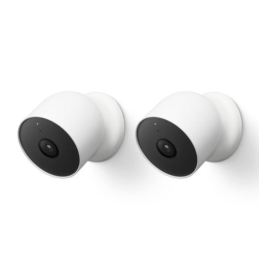 Google Nest Cam divu iepakojums – Inteliģenta uzraudzības kamera iekštelpās un ārā, 1080p, G3AL9, sniegs, 2 gab. (1 iepakojums)