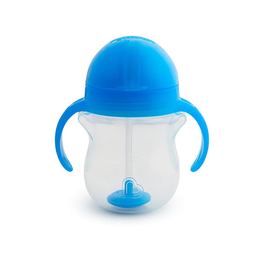 Munchkin Click Lock zīdaiņu salmiņu krūzīte ar rokturiem 207 ml, zila