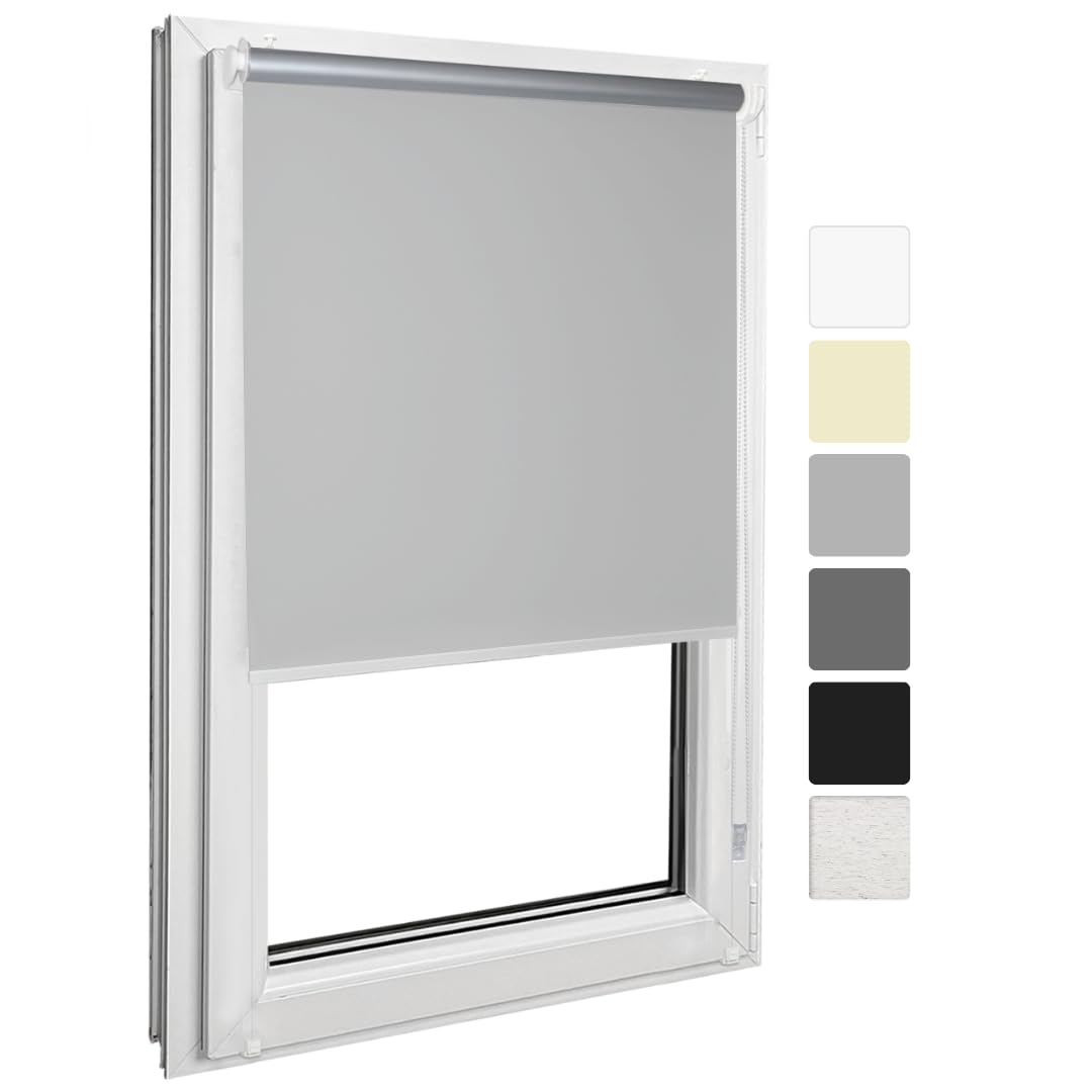 Tumšošanas rullo žalūzija Home Vision Klemmfix bez urbšanas, pelēka, B125 x H150cm