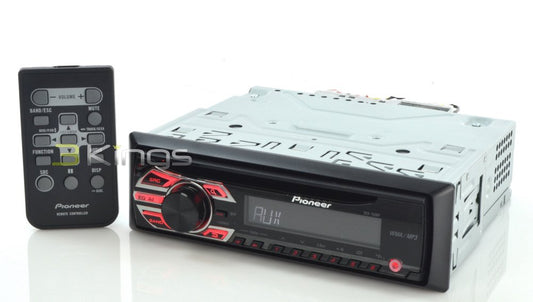 Pioneer DEH-150MP CD tuneris, priekšējā AUX-IN, 4X 50 vati, displeja apgaismojums balts, taustiņu apgaismojums sarkans, MOSFET pastiprinātājs, 5-bandu grafiskais ekvalaizers