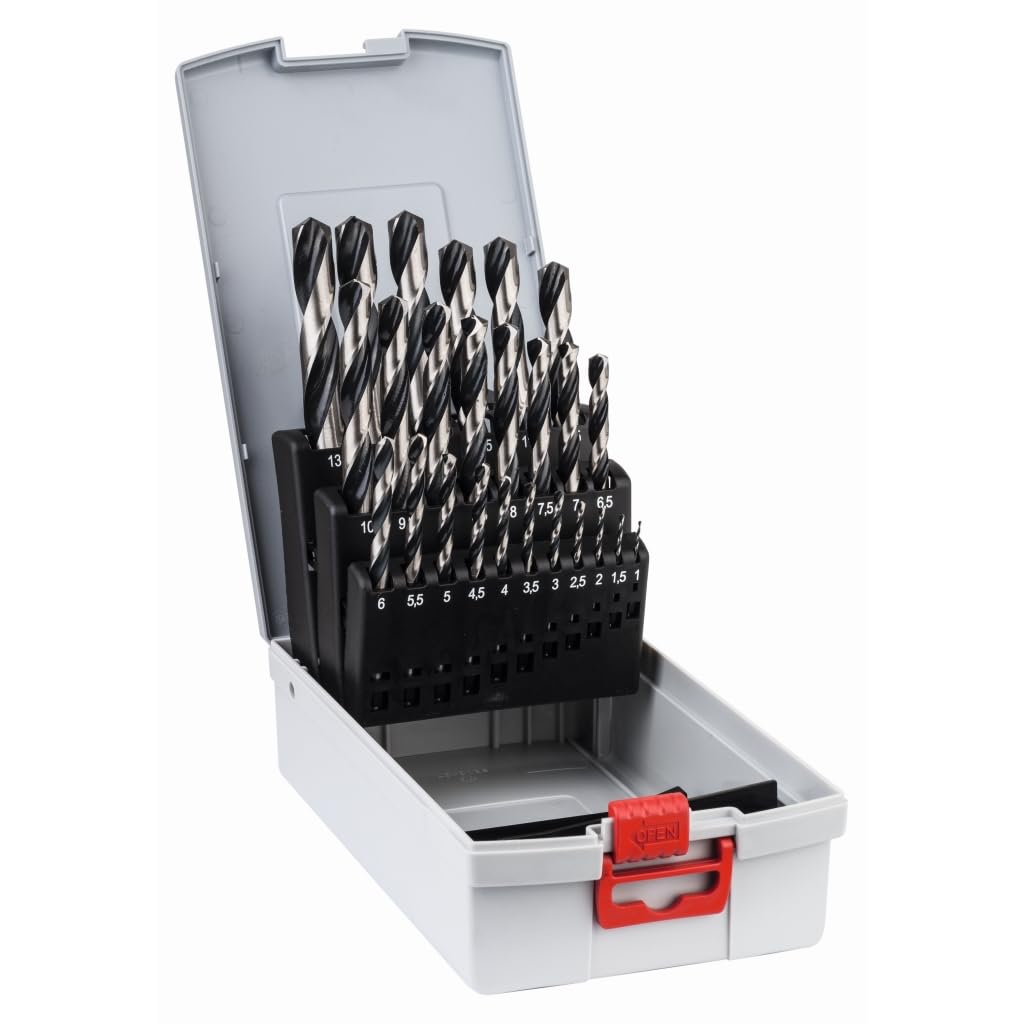 Bosch Professional 25 dalių HSS spiralinis grąžtas PointTeQ rinkinys metalui, ProBox, priedai gręžtuvams
